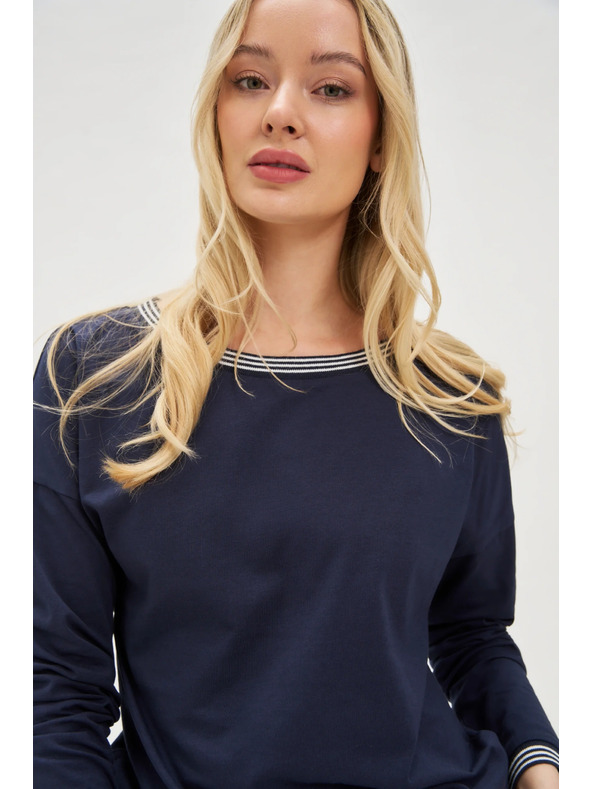 Moodo Tamno plava ženska majica dugih rukava Moodo