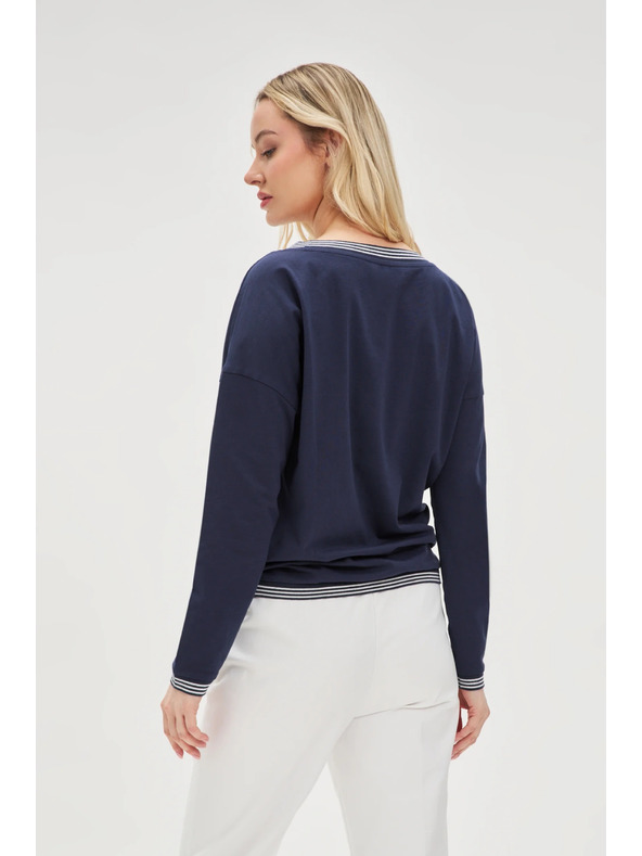 Moodo Tamno plava ženska majica dugih rukava Moodo