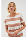 Moodo Bež-bijela prugasta ženska majica Moodo