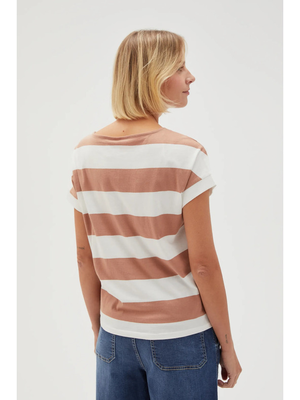 Moodo Bež-bijela prugasta ženska majica Moodo