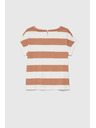 Moodo Bež-bijela prugasta ženska majica Moodo