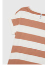Moodo Bež-bijela prugasta ženska majica Moodo