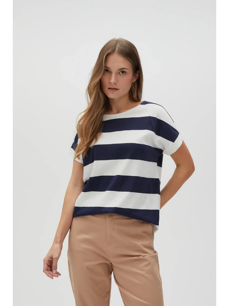 Moodo Plavo-bijela prugasta ženska majica Moodo