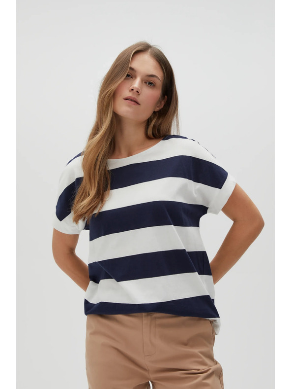 Moodo Plavo-bijela prugasta ženska majica Moodo