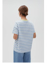 Moodo Plavo-bijela prugasta majica sa žutim ovratnikom