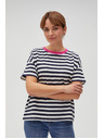 Moodo Plavo-bijela prugasta majica s ružičastim ovratnikom