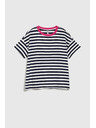 Moodo Plavo-bijela prugasta majica s ružičastim ovratnikom