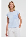 Moodo Svijetlo plavi pamučni top s džepom