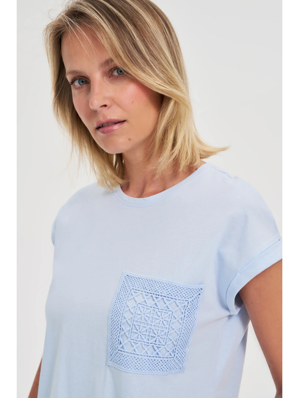 Moodo Svijetlo plavi pamučni top s džepom