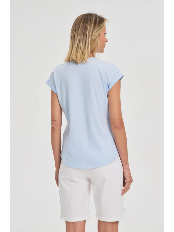 Moodo Svijetlo plavi pamučni top s džepom