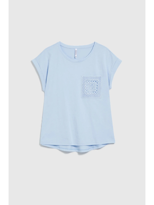 Moodo Svijetlo plavi pamučni top s džepom