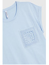 Moodo Svijetlo plavi pamučni top s džepom