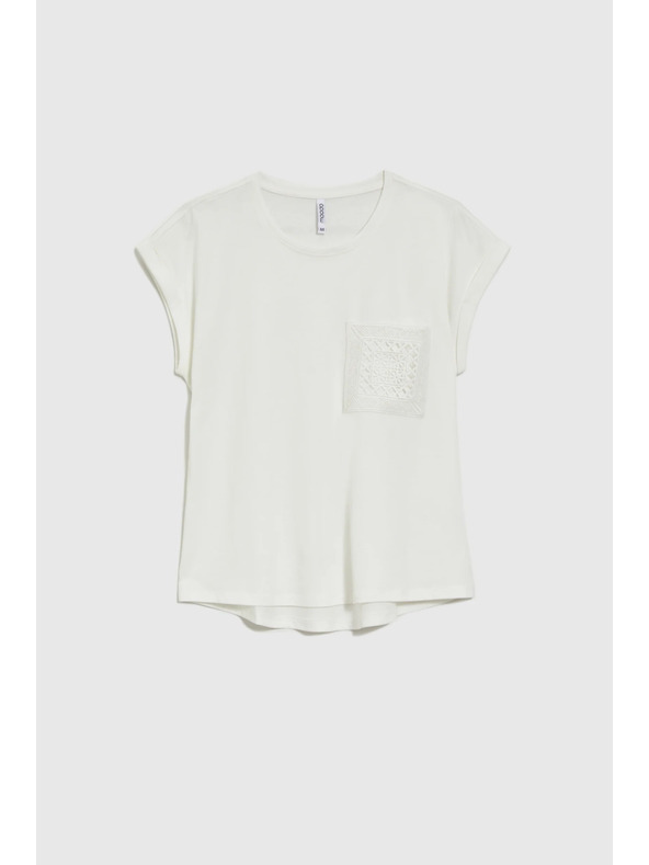 Moodo Bijeli pamučni top s džepom