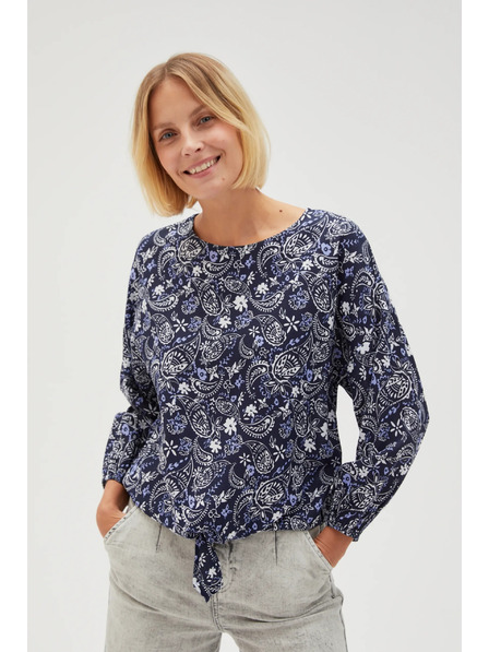 Moodo Tamno plava uzorovana ženska bluza