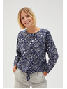 Moodo Tamno plava uzorovana ženska bluza
