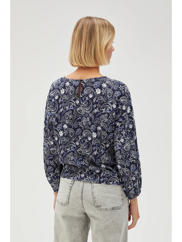 Moodo Tamno plava uzorovana ženska bluza