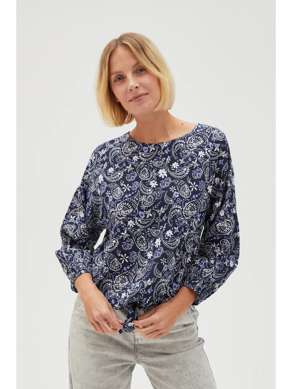 Moodo Tamno plava uzorovana ženska bluza