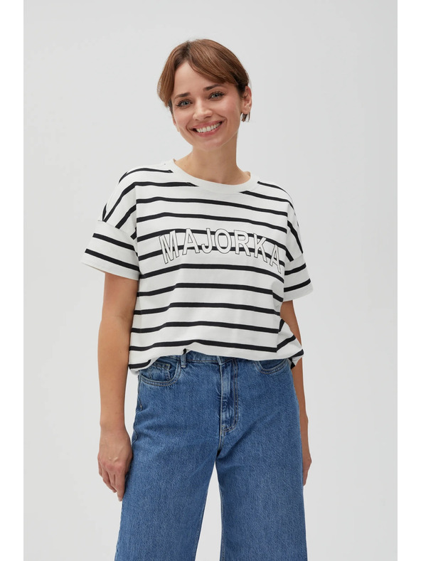 Moodo Bijela ženska prugasta majica
