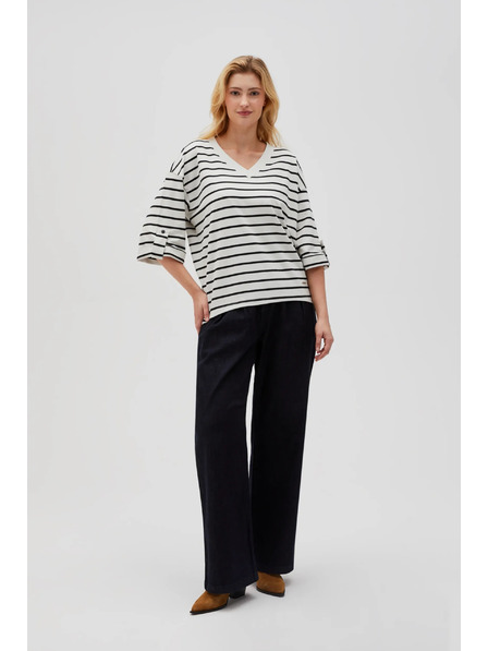 Moodo Bijelo-crno prugasta labava majica