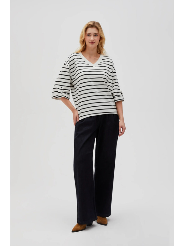 Moodo Bijelo-crno prugasta labava majica