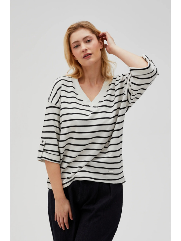 Moodo Bijelo-crno prugasta labava majica