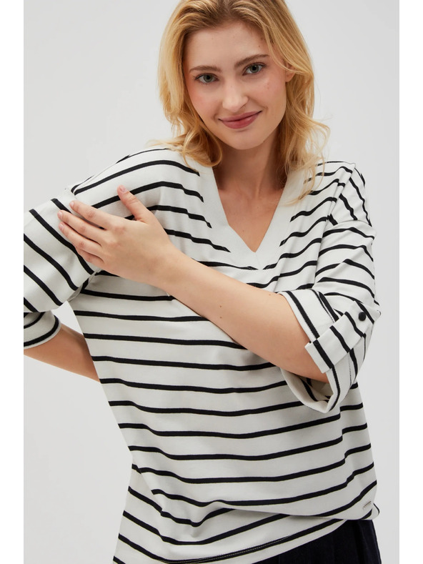 Moodo Bijelo-crno prugasta labava majica