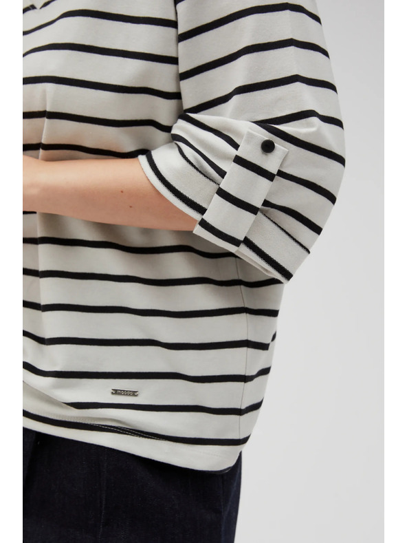 Moodo Bijelo-crno prugasta labava majica