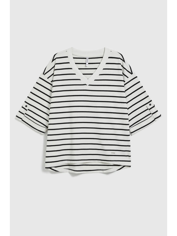 Moodo Bijelo-crno prugasta labava majica