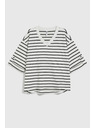 Moodo Bijelo-crno prugasta labava majica