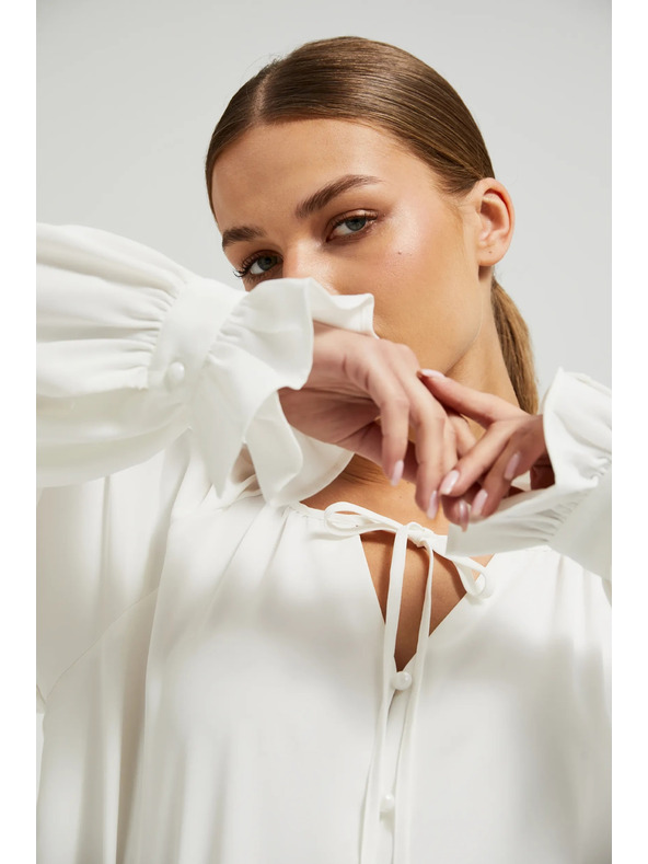 Moodo Bijela ženska bluza s volanima