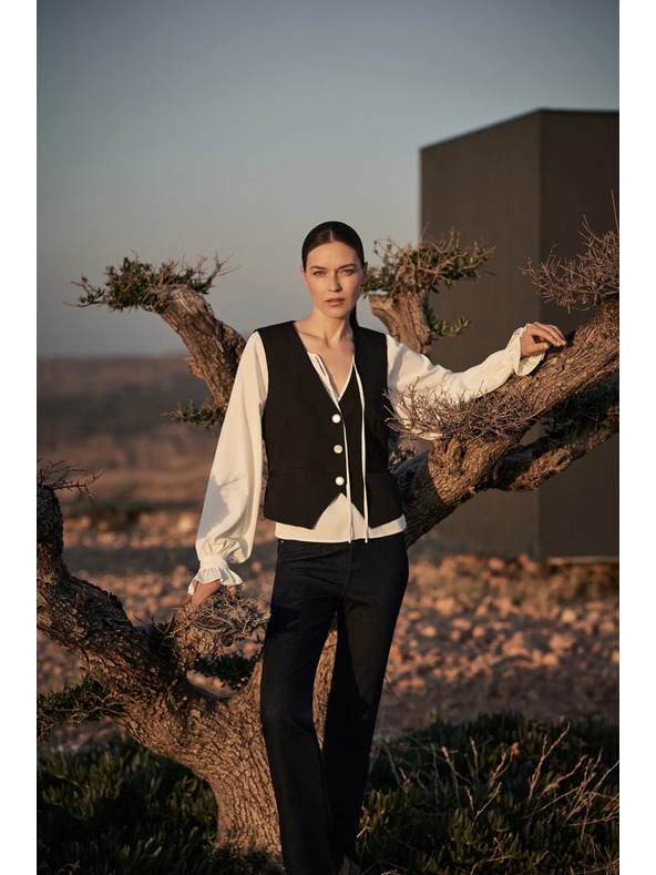 Moodo Bijela ženska bluza s volanima