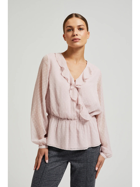 Moodo Ružičasta ženska bluza s volanima