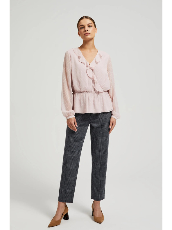 Moodo Ružičasta ženska bluza s volanima