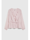 Moodo Ružičasta ženska bluza s volanima