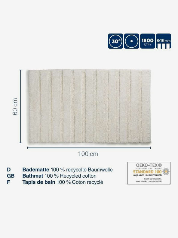 Kela Kupaonski tepih Megan 100 x 60 cm pamuk sivo-bijeli KELA