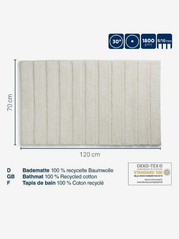 Kela Kupaonski tepih Megan 120x70 cm pamuk sivo-bijeli KELA