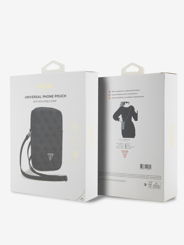 Guess Guess PU 4G Triangle Logo Torbica za Telefon s Zipom Black