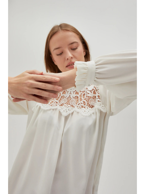 Moodo Bijela ženska bluza s čipkom