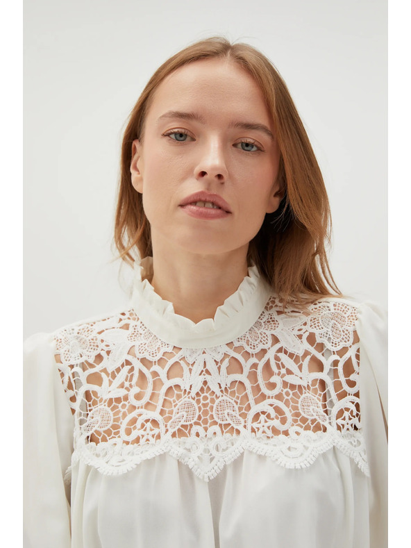 Moodo Bijela ženska bluza s čipkom