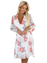 numoco Cvjetaste šifon haljine s preklopom i dugim rukavima
