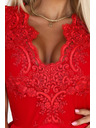 numoco Crvene koktail haljine CHARLOTTE s čipkanim izrezom