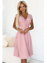 numoco Svijetloružičaste šifon haljine s čipkanim izrezom