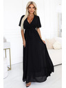 numoco Duge haljine s nabiranim izrezom i vezivanjem - crne