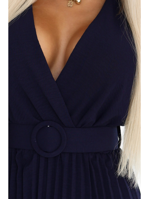 numoco Nabrane midi haljine s preklopnim izrezom i širokim pojasom