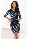 numoco Sportske haljine s vezom i džepovima - tamno plave s bijelim točkicama