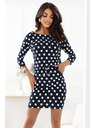 numoco Sportske haljine s vezom i džepovima - tamno plave s bijelim točkicama