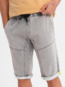 Ombre Clothing Muške traper kratke hlače s dekorativnim prošivanjem - svjetlo sive