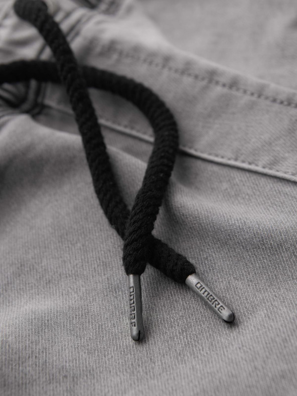 Ombre Clothing Muške traper kratke hlače s dekorativnim prošivanjem - svjetlo sive