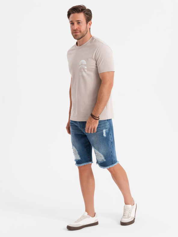 Ombre Clothing Muške traper kratke hlače s rupama i prorezima - plave