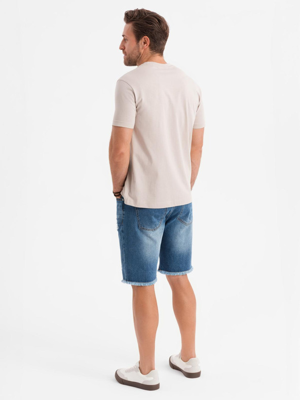 Ombre Clothing Muške traper kratke hlače s rupama i prorezima - plave